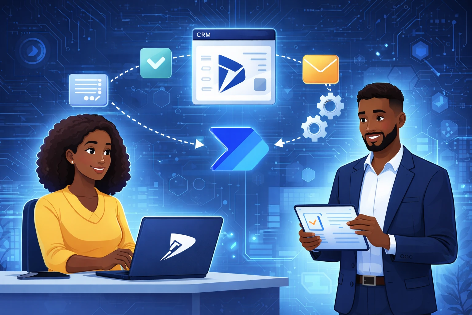 Dynamics 365 and Power Automate CRM automation workflow illustration