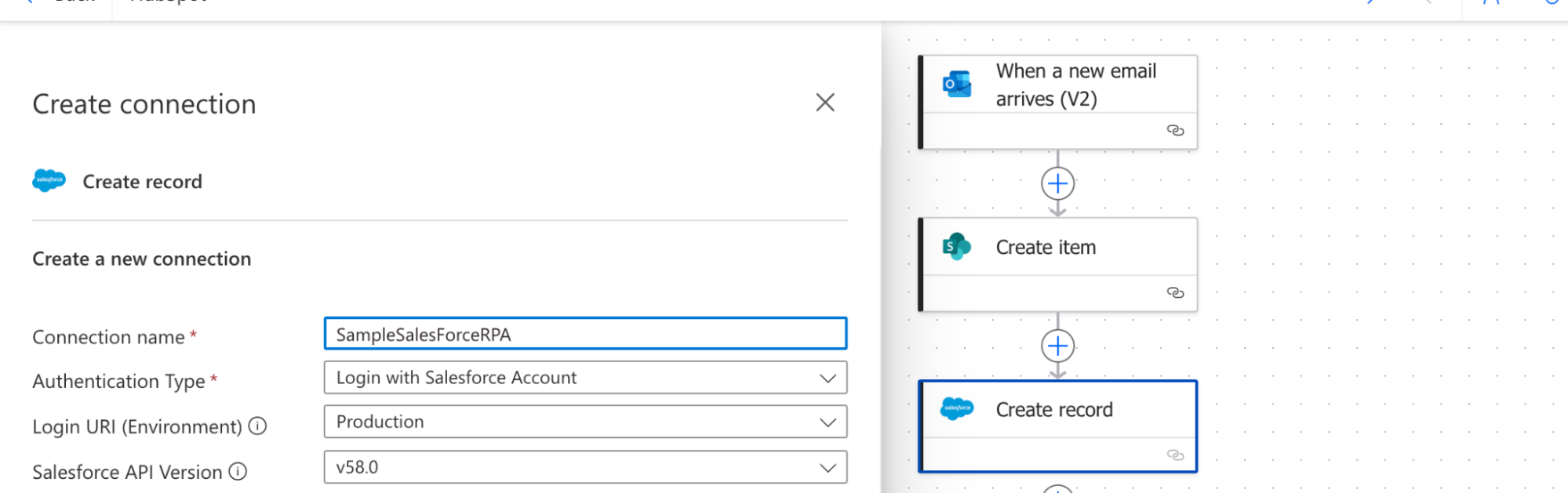 Using Power Automate to add data to Salesforce